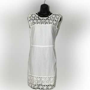 G.H. Bass & Co. White Crochet-Trim Sleeveless Mini Dress